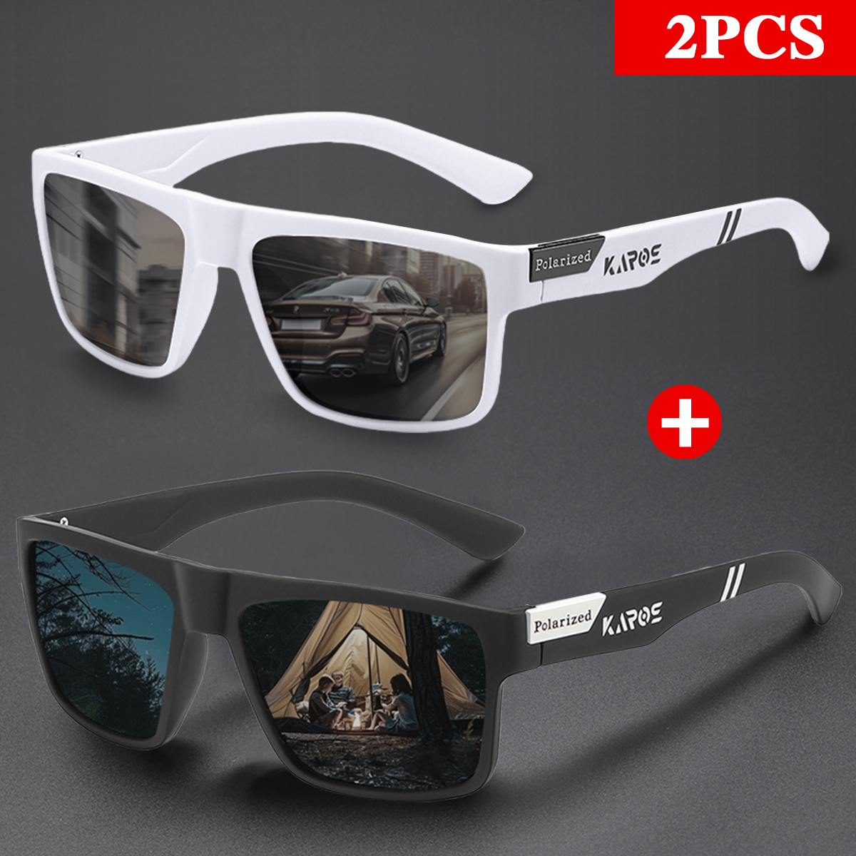 KAROS 2PCS Retro Square Polari - Fishing Sunglasses Polarized recensie en prijs