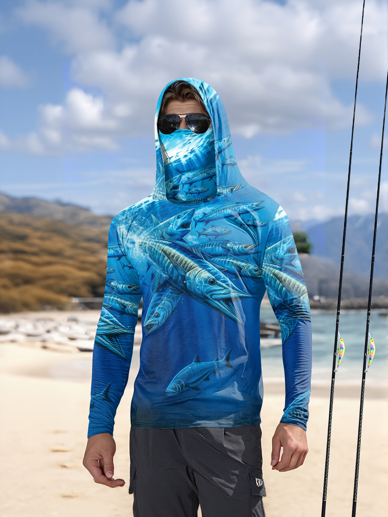 Men Hood Fishing Shirt long sl - Fishing Hoodie recensie en prijs